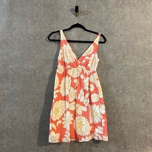 Old Navy Cotton Floral Empire Waist Paisley Babydoll Tank Dress Pink